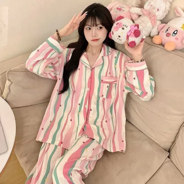 ชุดนอนผ้าไหมญี่ปุ่น แขนสั้น ขายาว หลากสีพาสเทล น่ารัก